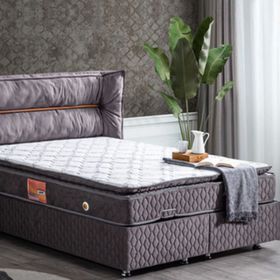 Setay Mobilya 90x190 cm Antrasit Gri Barselona Baza Başlık ve Real Pedli Ortopedik Yatak Seti