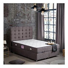 Setay Mobilya Antrasit 140x190 cm Duke Çift Kişilik Baza Başlık Deluxe Full Ortopedik Yatak Seti