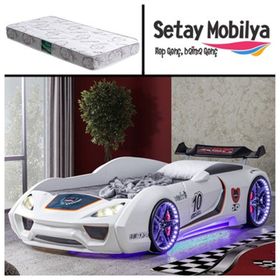 Setay Mobilya Beyaz Vento Cooper Full Ledli Rüzgarlıklı Arabalı Yatak