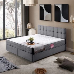 Setay Mobilya Gri 140x190 cm Berlin Tek Kişilik Baza Başlık Comfort Yatak Seti