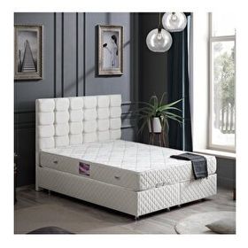 Setay Mobilya Krem 140x190 cm Duke Çift Kişilik Baza Başlık Deluxe Full Ortopedik Yatak Seti