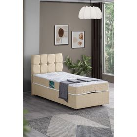 Setay Mobilya Krem 90x190 cm Berlin Tek Kişilik Baza Başlık Seti