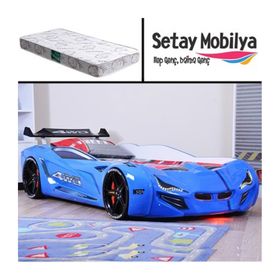 Setay Mobilya Mercedes Standart Rüzgarlıklı Mavi Arabalı Yatak