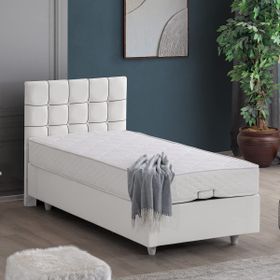 Setay Tavira 90x190 CM Beyaz Tek Kişilik Baza Başlık Letto Yatak Seti