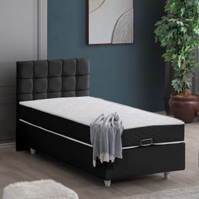 Setay Tavira 90x200 CM Antrasit Tek Kişilik Baza Başlık Letto Yatak Seti