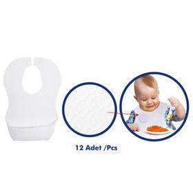 Sevi Bebe 261 Beyaz Kağıt Cepli Mama Önlüğü