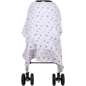 Sevi Bebe ART-42 Yıldız Yağmuru Pembe Müslin Bebek Arabası Örtüsü