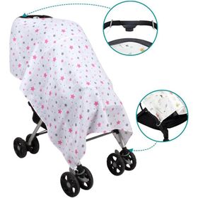 Sevi Bebe ART-42 Yıldız Yağmuru Pembe Müslin Bebek Arabası Örtüsü