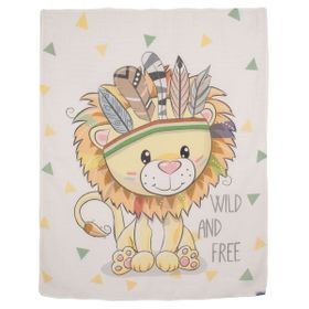 Sevi Bebe Bebek Pano Kızıldereli Aslan Baskılı Muslin Battaniye 120x120 cm
