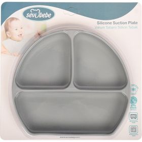 Sevi Bebe Gri Vakum Tabanlı Silikon Tabak