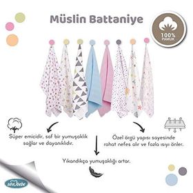 Sevi Bebe Müslin Desenli Bebek Battaniyesi