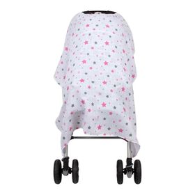 Sevi Bebe Yıldız Yağmuru Pembe Müslin Bebek Araba Örtüsü