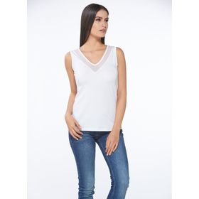 Sevim 10090 Beyaz V Yaka Kadın T-Shirt