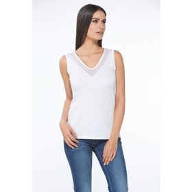 Sevim 10090 Beyaz V Yaka Kadın T-Shirt