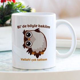 Sevimli Baykuş Çok Tatlısın Porselen Kupa Bardak