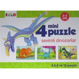 Sevimli Dinozorlar - 4 Mini Puzzle - Eolo Eğitici Oyuncak Komisyon