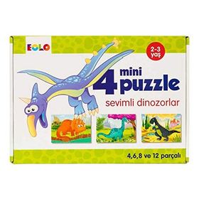 Sevimli Dinozorlar - 4 Mini Puzzle - Eolo Eğitici Oyuncak Komisyon