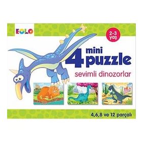 Sevimli Dinozorlar - 4 Mini Puzzle - Eolo Eğitici Oyuncak Komisyon