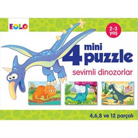 Sevimli Dinozorlar - 4 Mini Puzzle - Eolo Eğitici Oyuncak Komisyon