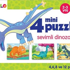 Sevimli Dinozorlar - 4 Mini Puzzle - Eolo Eğitici Oyuncak Komisyon