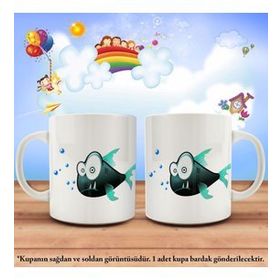 Sevimli Şaşkın Köpek Balığı Kupa Bardak