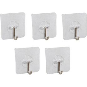 Sevram Kendinden Yapışkanlı Şeffaf Askı Metal Kancalı 5x Askılık