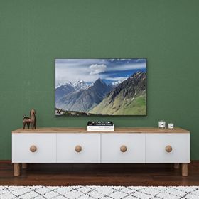 Sezeray Bohem 4 Kapaklı Atlantik Çam Beyaz TV Sehpası