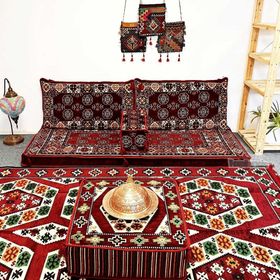 Shark Anatolia Bordo Desenli İkili Sedir Şark Köşesi