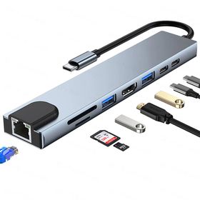 Shaza Hdmi Usb Ethernet Pd Girişli 8 in 1 Type-C Hub Port Adaptör