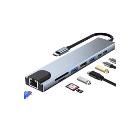 Shaza Hdmi Usb Ethernet Pd Girişli 8 in 1 Type-C Hub Port Adaptör