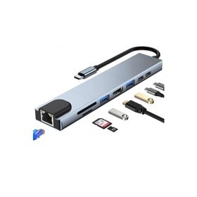 Shaza Hdmi Usb Ethernet Pd Girişli 8 in 1 Type-C Hub Port Adaptör