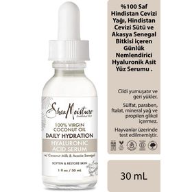 Shea Moisture %100 Saf Hindistan Cevizi Yağlı Günlük Nemlendirici 30 ml Hyaluronik Asit Yüz Serumu