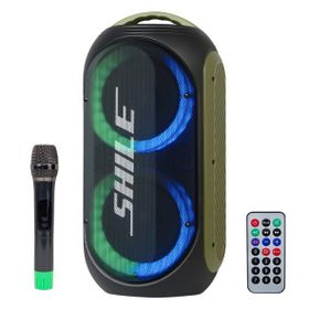 Shile SL-2019A El Mikrofonlu-Kumandalı USB/SD/BT Işıklı Taşınabilir Şarjlı Seyyar Amfi