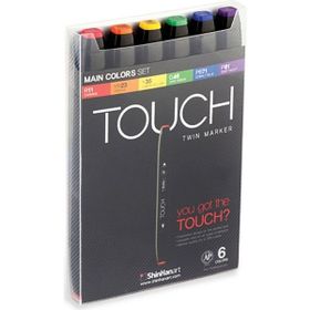 Shinhan Art Touch Twin Ana Renkler Çift Uçlu 6'lı Markör Kalem Seti