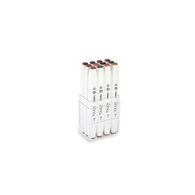 Shinhan Art Touch Twin Brush Ahşap Renkleri Çift Taraflı 12'li Markör Kalem Seti