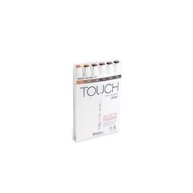 Shinhan Art Touch Twin Brush Ahşap Tonları Çift Taraflı 6'lı Markör Kalem Seti