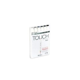 Shinhan Art Touch Twin Brush Gri Tonları Çift Taraflı 6'lı Markör Kalem Seti