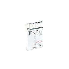 Shinhan Art Touch Twin Brush Gri Tonları Çift Taraflı 6'lı Markör Kalem Seti