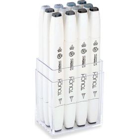 Shinhan Art Touch Twin Brush Mavi - Yeşil - Gri Tonları Çift Taraflı 12'li Markör Kalem Seti