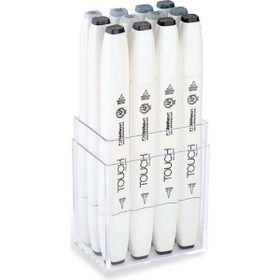 Shinhan Art Touch Twin Brush Mavi - Yeşil - Gri Tonları Çift Taraflı 12'li Markör Kalem Seti