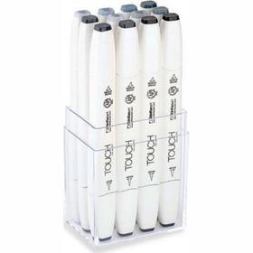 Shinhan Art Touch Twin Brush Mavi - Yeşil - Gri Tonları Çift Taraflı 12'li Markör Kalem Seti