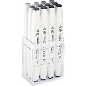 Shinhan Art Touch Twin Brush Sıcak Gri Çift Taraflı 12'li Markör Kalem Seti