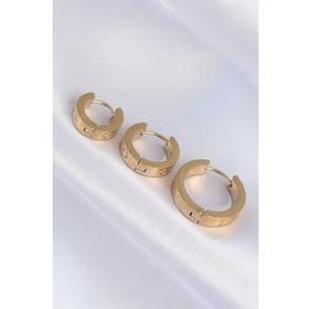 Shoecide 316L Çelik Gold Renk Cartier Model 3lü Halka Küpe
