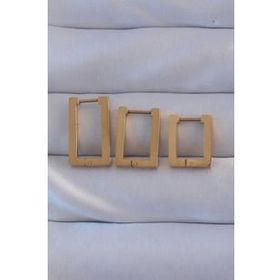 Shoecide 316L Çelik Gold Renk Dikdörtgen Küpe Seti