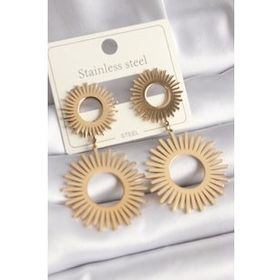 Shoecide 316L Çelik Gold Renk Güneş Model Kadın Küpe