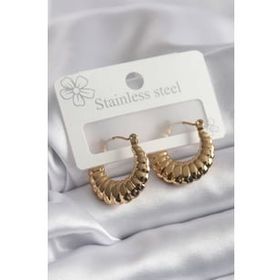 Shoecide 316L Çelik Gold Renk İşleme Detay Kadın Küpe