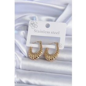 Shoecide 316L Çelik Gold Renk İşlemeli Halka Model Kadın Küpe