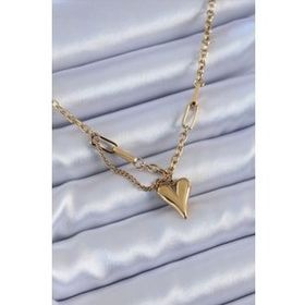 Shoecide 316L Çelik Gold Renk Kalp Figür Kadın Kolye
