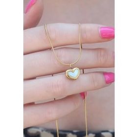 Shoecide 316L Çelik Gold Renk Kalp Figür Kadın Kolye