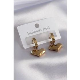 Shoecide 316L Çelik Gold Renk Kalp Model Kadın Küpe